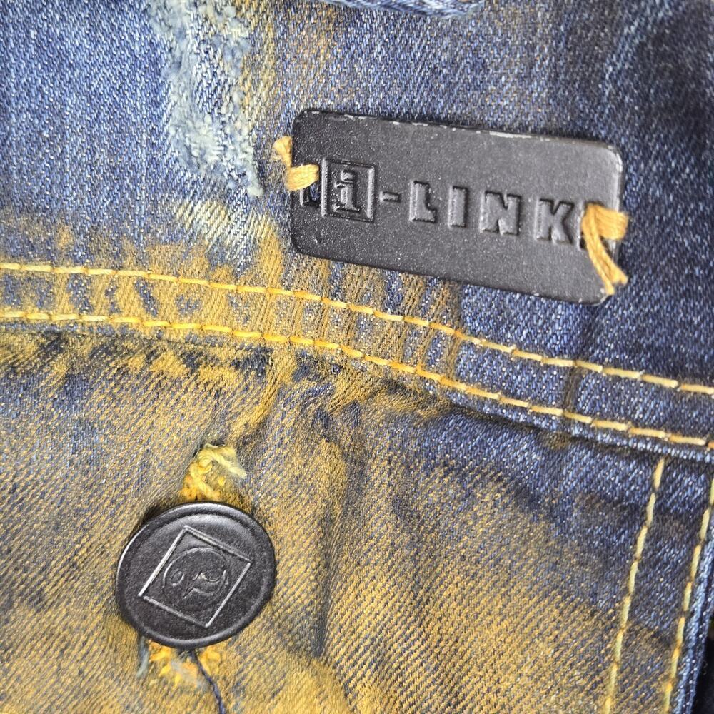 Copper Washed Upcycled Denim Mens Vest 2XL PATRIOTIC AMERICAN FLAG MOTO STEAMPUN - Picture 5 of 15